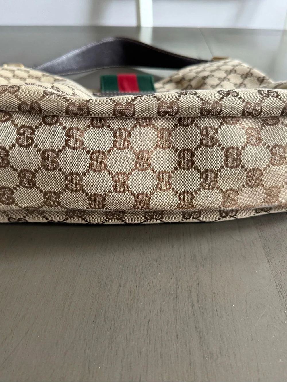 Gucci Web Monogram Canvas Hobo Bag